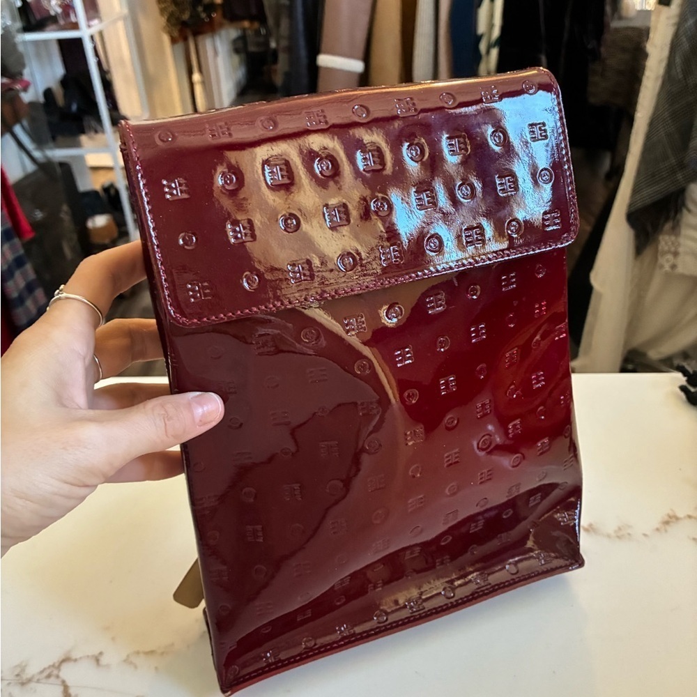 ARCADIA red sheen printer mini backpack